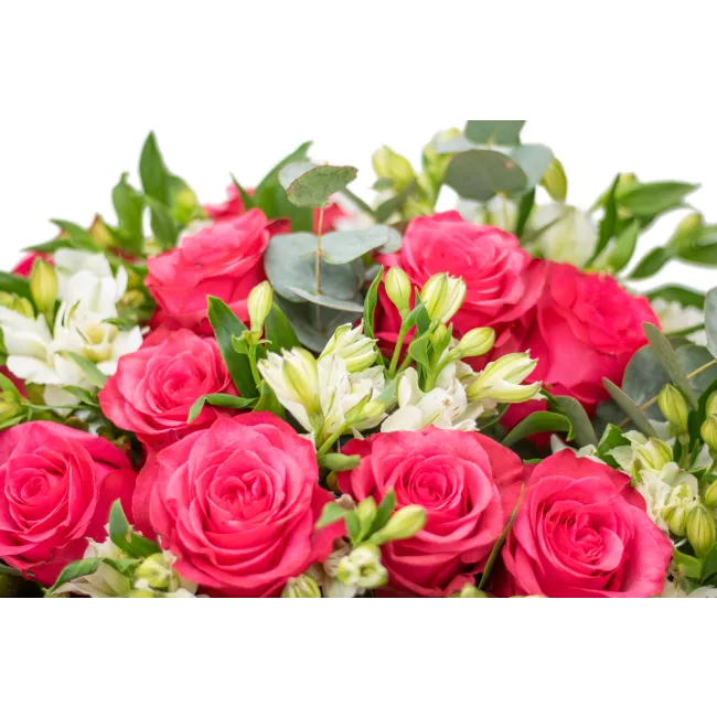 Bouquet with roses and alstromerias